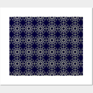 Blue and yellow Geometric 12 points star figure repetion pattern Posters and Art